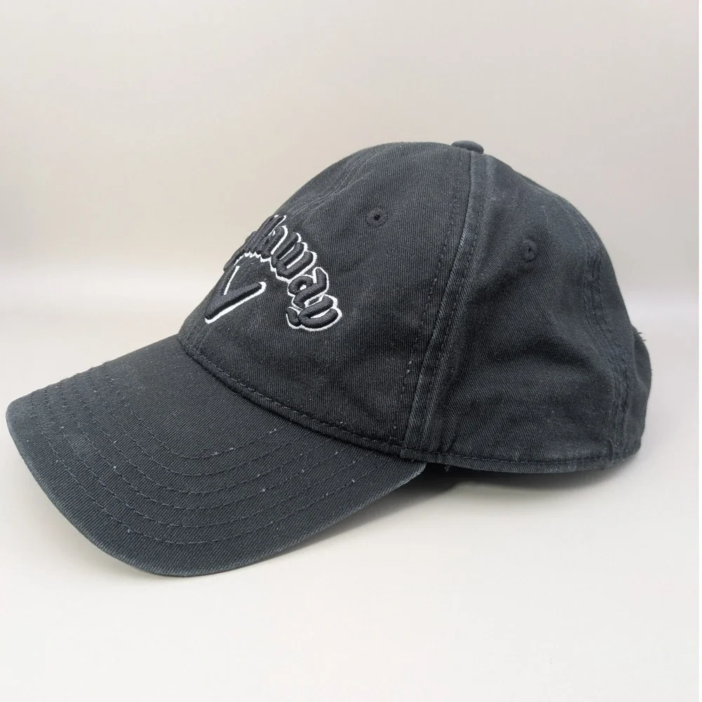 Callaway‎ Raised Letter Embroidered Black 100% Cotton Adjustable Golf Hat